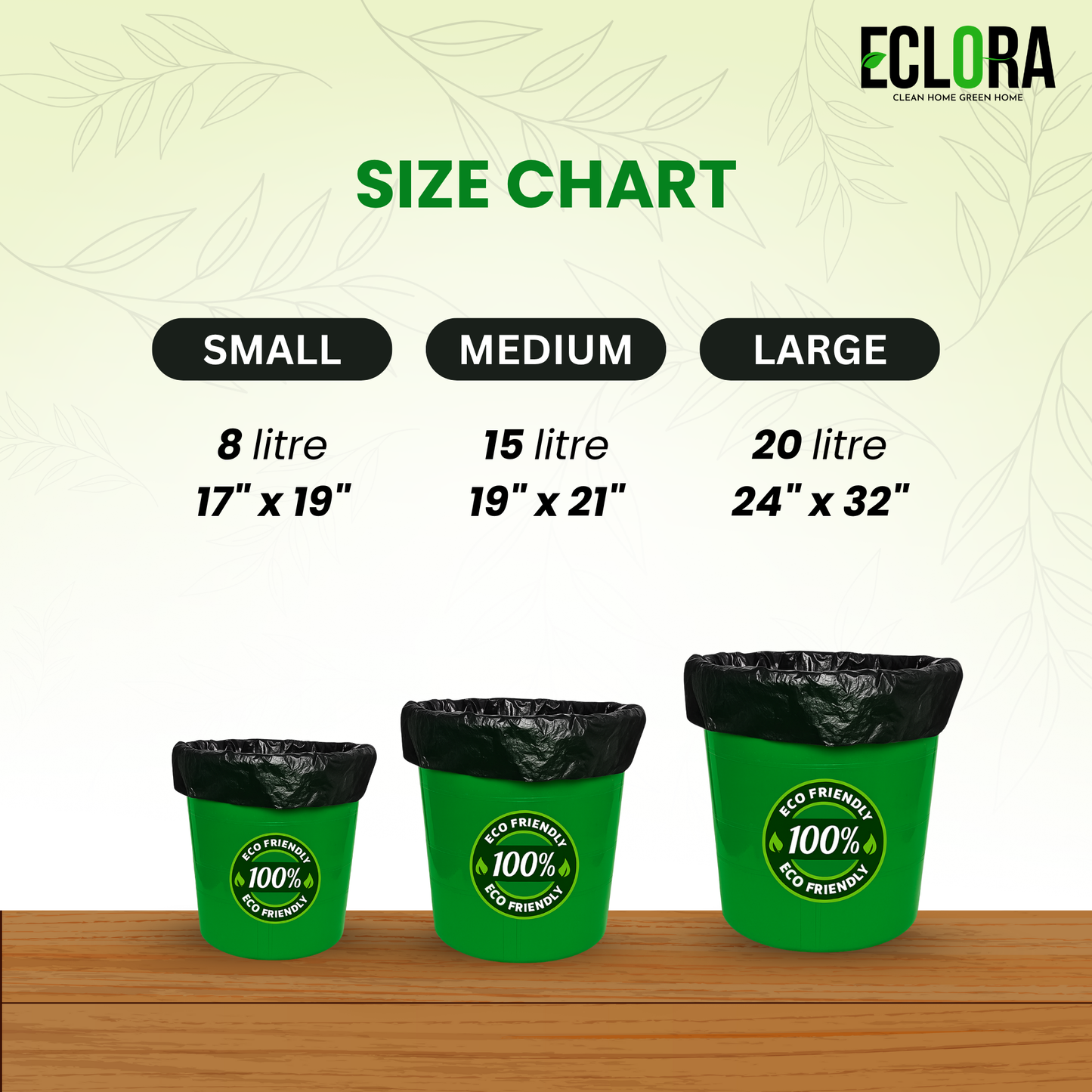Eclora Garbage Bags Eco-Friendly Medium (19x21)