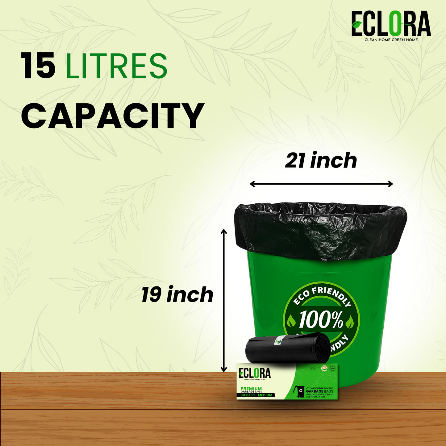 Eclora Garbage Bags Eco-Friendly Medium (19x21)