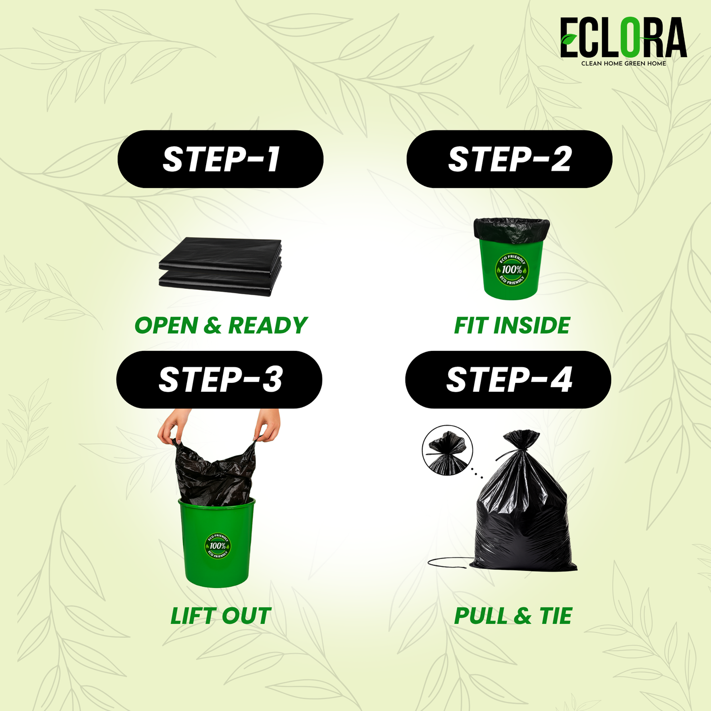 Eclora Garbage Bags Eco-Friendly Medium (19x21)